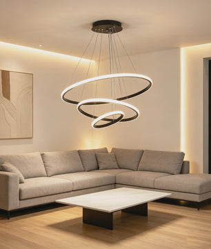 Moderne 3-Rings Hanglamp Dimbare Plafondlamp - Verstelbaar en Stijlvol