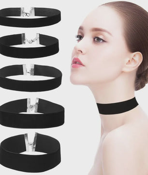 Zwarte Fluweel Choker Ketting - Gothic Stijl Halsband voor Dames en Meisjes