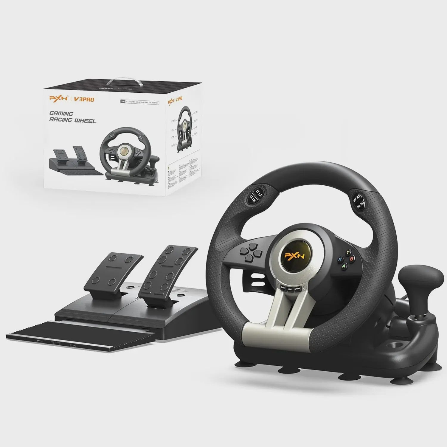 PXN V3 PRO Racing Wheel met Pedalen - 180° USB Stuurwiel voor PC, PlayStation, Xbox & Switch