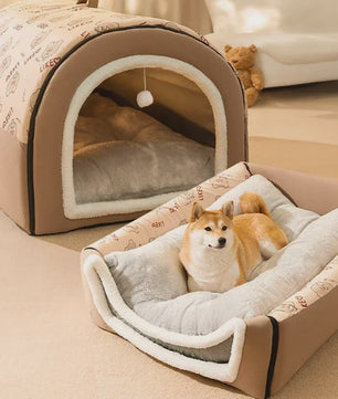 Warm Hondenhuis met Afneembaar Bed - Zacht & Antislip Slaapnest voor Hond of Kat