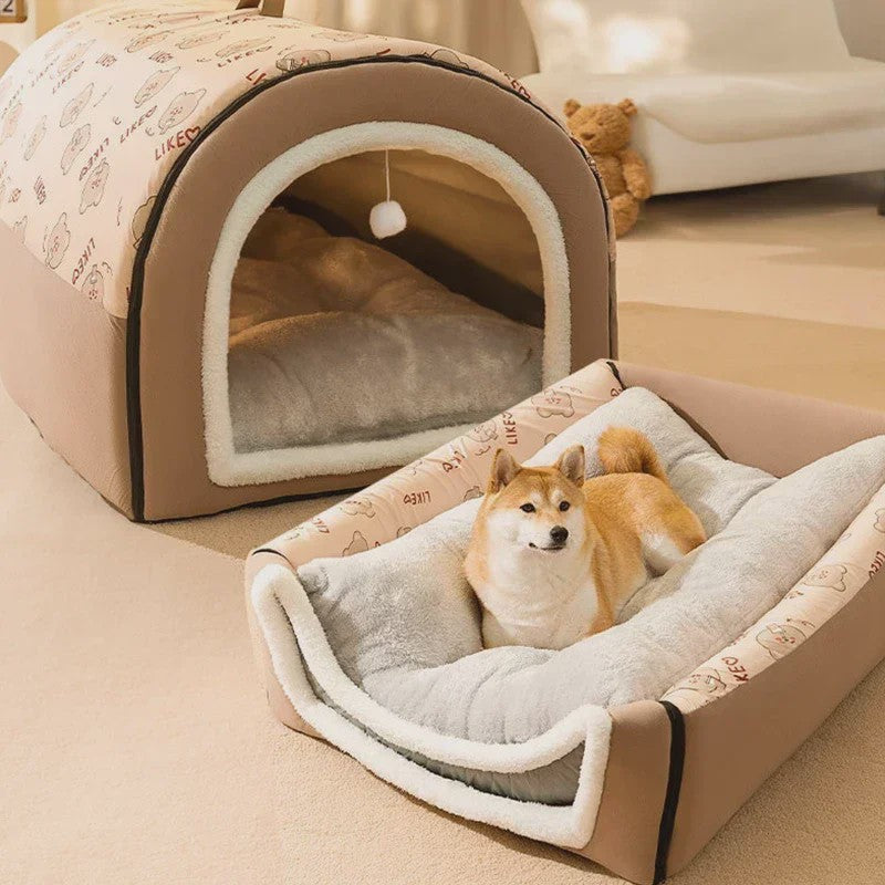 Warm Hondenhuis met Afneembaar Bed - Zacht & Antislip Slaapnest voor Hond of Kat