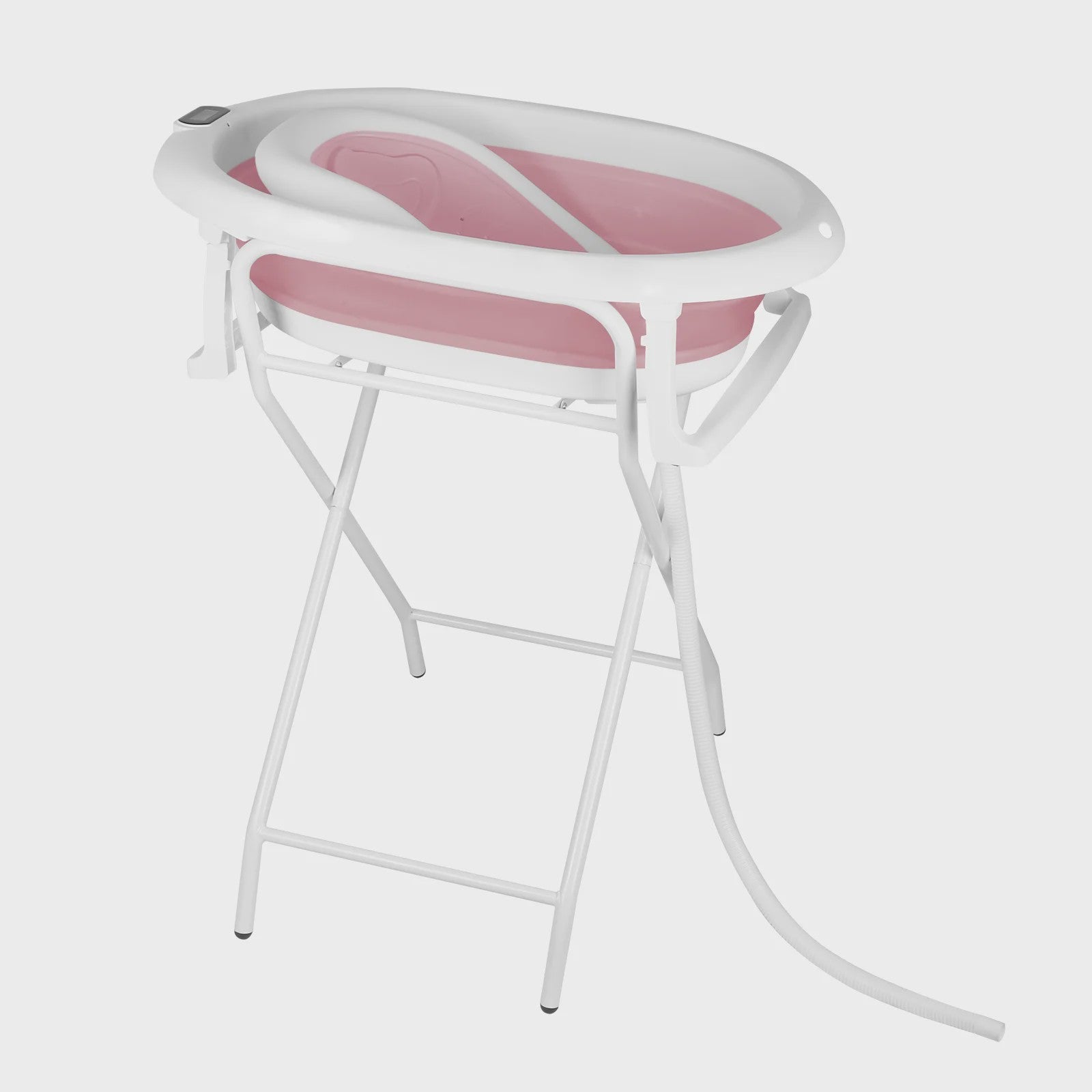 Opvouwbaar Babybadje met Ergonomisch Zitje, Thermometer & Ondersteuning (0-18 mnd) - Grijs/Blauw/Roze