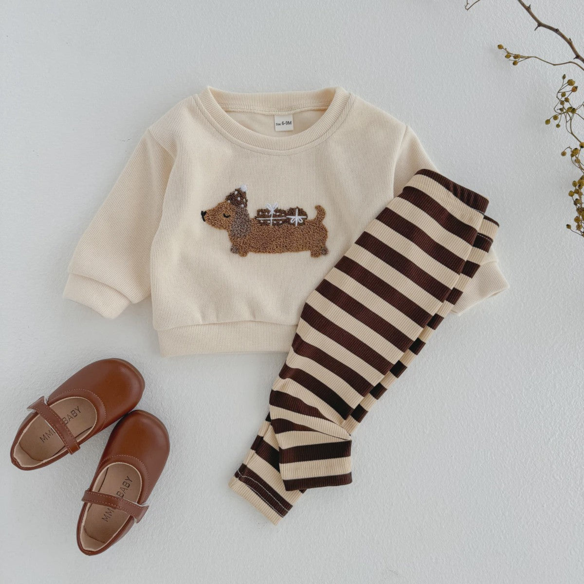 Schattige Baby Jongens & Meisjes Trainingspak Set met Cartoon Puppy | Lange Mouwen Outfit