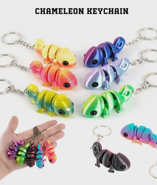 Bewegelijke 3D Geprinte Kameleon Sleutelhanger - Leuk Accessoire & Cadeau