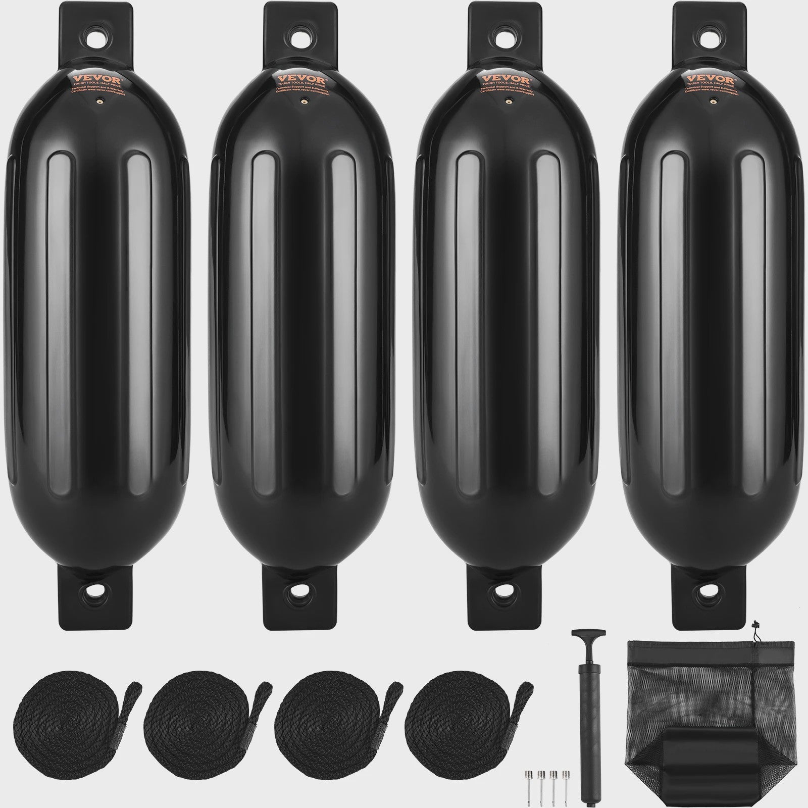 Opblaasbare Bootfender met Ribbels - Marine & Jachthaven Bescherming - Inclusief Pomp & Touwen