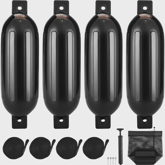 Opblaasbare Bootfender met Ribbels - Marine & Jachthaven Bescherming - Inclusief Pomp & Touwen