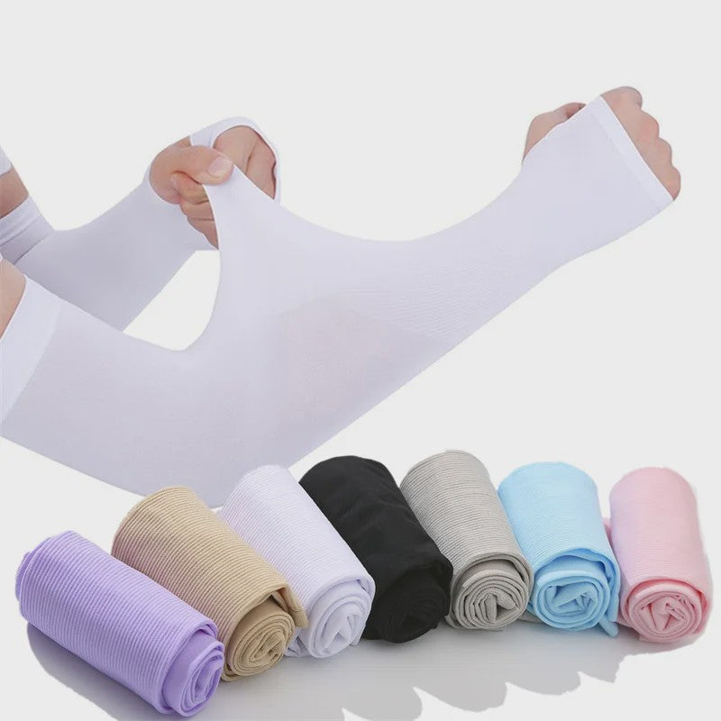 Zomer Arm Sleeves met UV Bescherming - Ademend IJs Zijde, Vingerloos