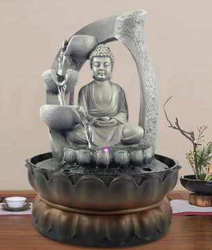 Zen Boeddha Waterval Tafeldecoratie met LED Verlichting