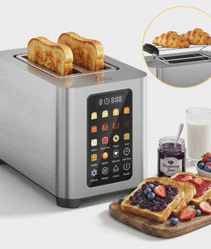 Patbrela Slimme Broodrooster met Broodrek - 2 Slices, Touchscreen & 6 Broodsoorten