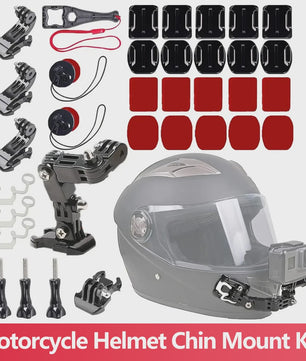 Motorhelm Mount Kit voor GoPro, SJCAM, AKASO, Insta360 - Kin, Zijkant, Top