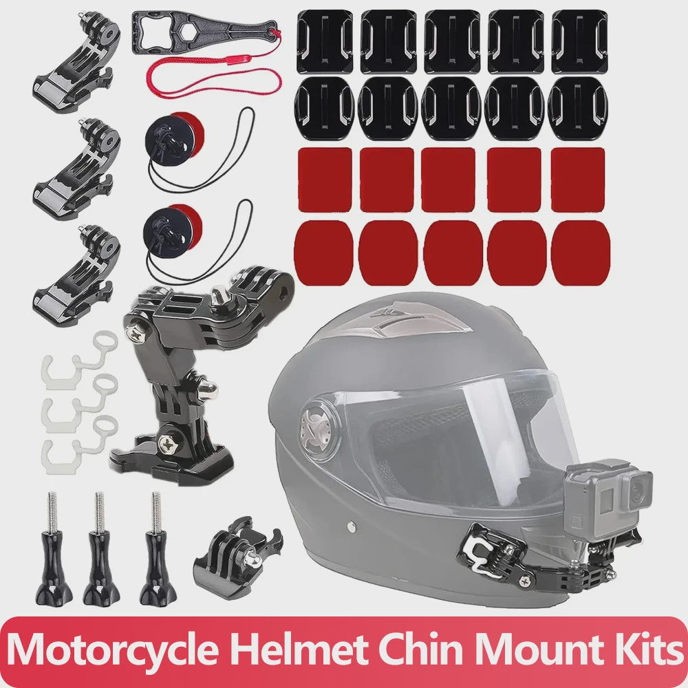 Motorhelm Mount Kit voor GoPro, SJCAM, AKASO, Insta360 - Kin, Zijkant, Top