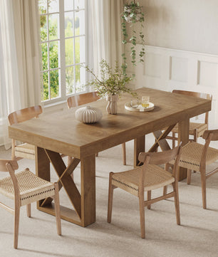 Eettafel 63 Inch Farmhouse Stijl - Bruin Hout - Geschikt voor 4-6 Personen