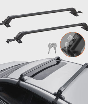 Verstelbare Aluminium Dakdragerset (2 stuks) - 155LBS Capaciteit - Voor Auto's met Kale Dakrand