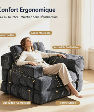 Opvouwbare Corduroy Sofa Bed met Geheugen Spons - Multifunctioneel en Comfortabel
