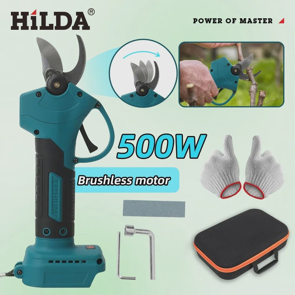 HILDA Accu Snoeischaar - Krachtige Snoeischaar voor Tuin en Fruitbomen (500W, Borstelloze Motor)