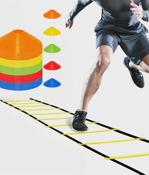 Agility Ladder & Voetbal Trainingscones Set voor Snelheid, Wendbaarheid en Voetbaltraining