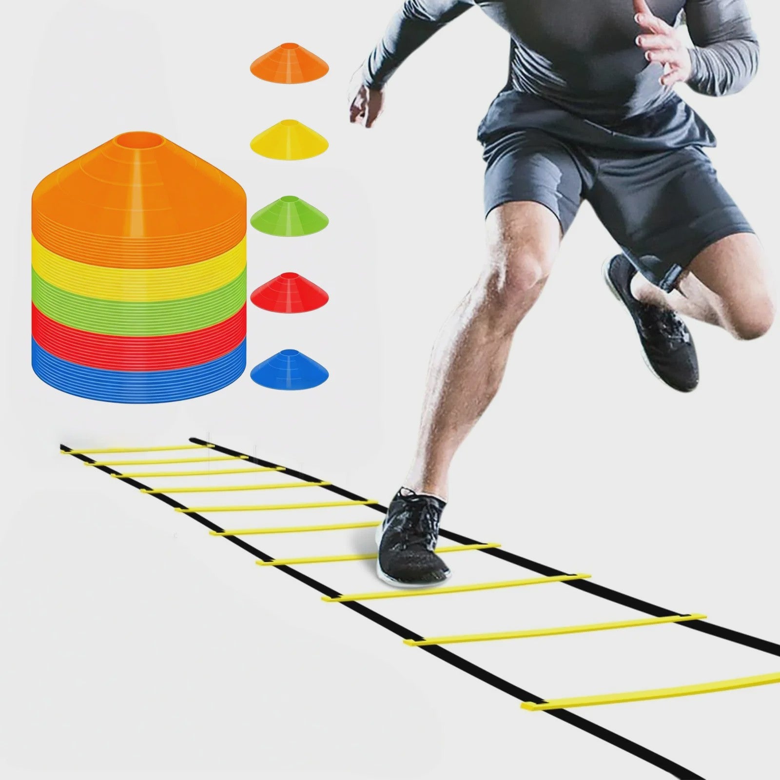 Agility Ladder & Voetbal Trainingscones Set voor Snelheid, Wendbaarheid en Voetbaltraining