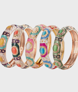 Bohemian Emaille Armband Dames - Kleurrijke Cloisonné Bangle met Indiaas Design