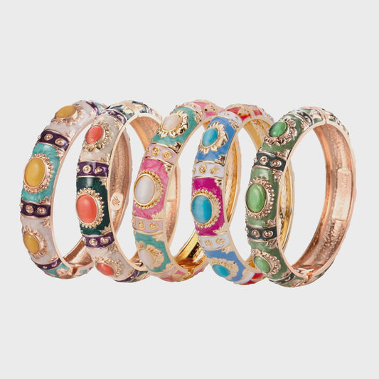 Bohemian Emaille Armband Dames - Kleurrijke Cloisonné Bangle met Indiaas Design
