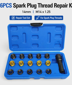 16-delige Bougie Draad Reparatie Kit M14 x 1.25 - Cilinderkop Tap & Helicoil Inzetstukken
