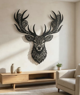 Metalen Wanddecoratie Hertenkop Rustiek - Sfeervolle IJzeren Hanger voor Binnen & Buiten