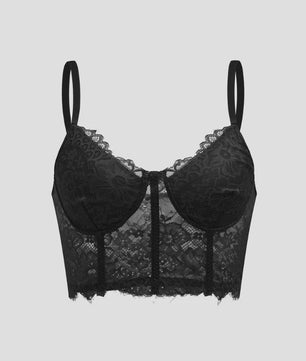 Zwarte kanten crop top met korsetdetails - Elegant en sexy lingerie