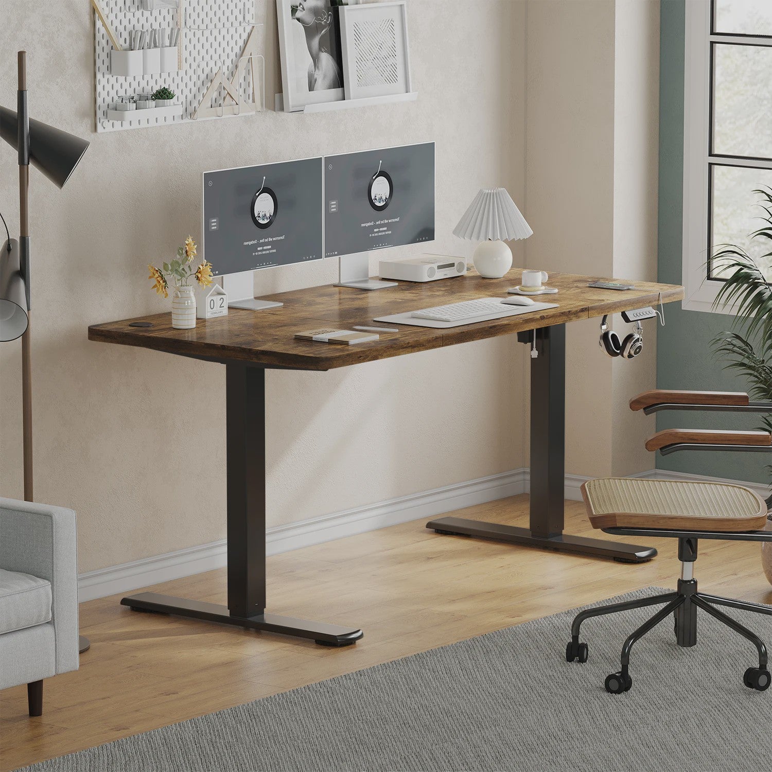 Elektrisch In hoogte Verstelbaar Bureau 120x60 cm met USB-poort - Ergonomisch Thuiswerk Bureau