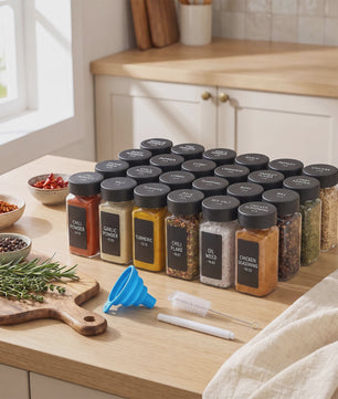 24 Delige Set Glazen Kruidenpotjes 120ml met Shaker Insert - Keuken Organisatie