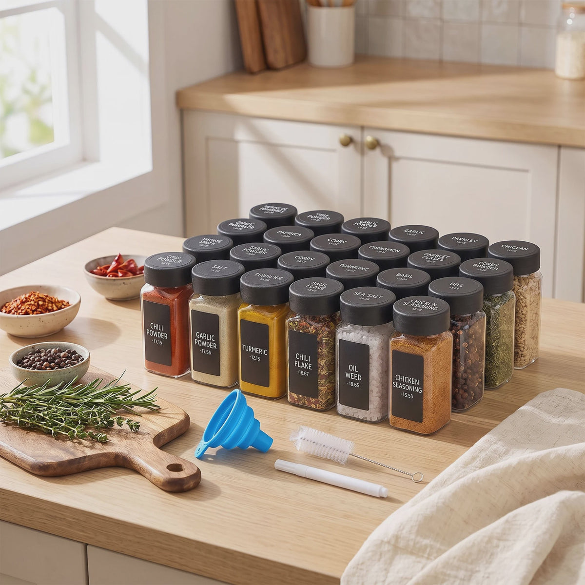 24 Delige Set Glazen Kruidenpotjes 120ml met Shaker Insert - Keuken Organisatie