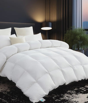 Luxe 75% Ganzendons Dekbed King Size - 850+ Fill Power, Hotelkwaliteit, 1200TC, Extra Zacht & Ademend