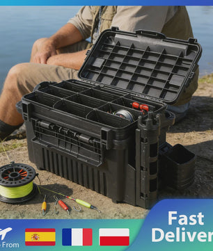 Waterdichte Vis Tackle Box met Hengelhouder - 2 Lagen Opbergorganizer