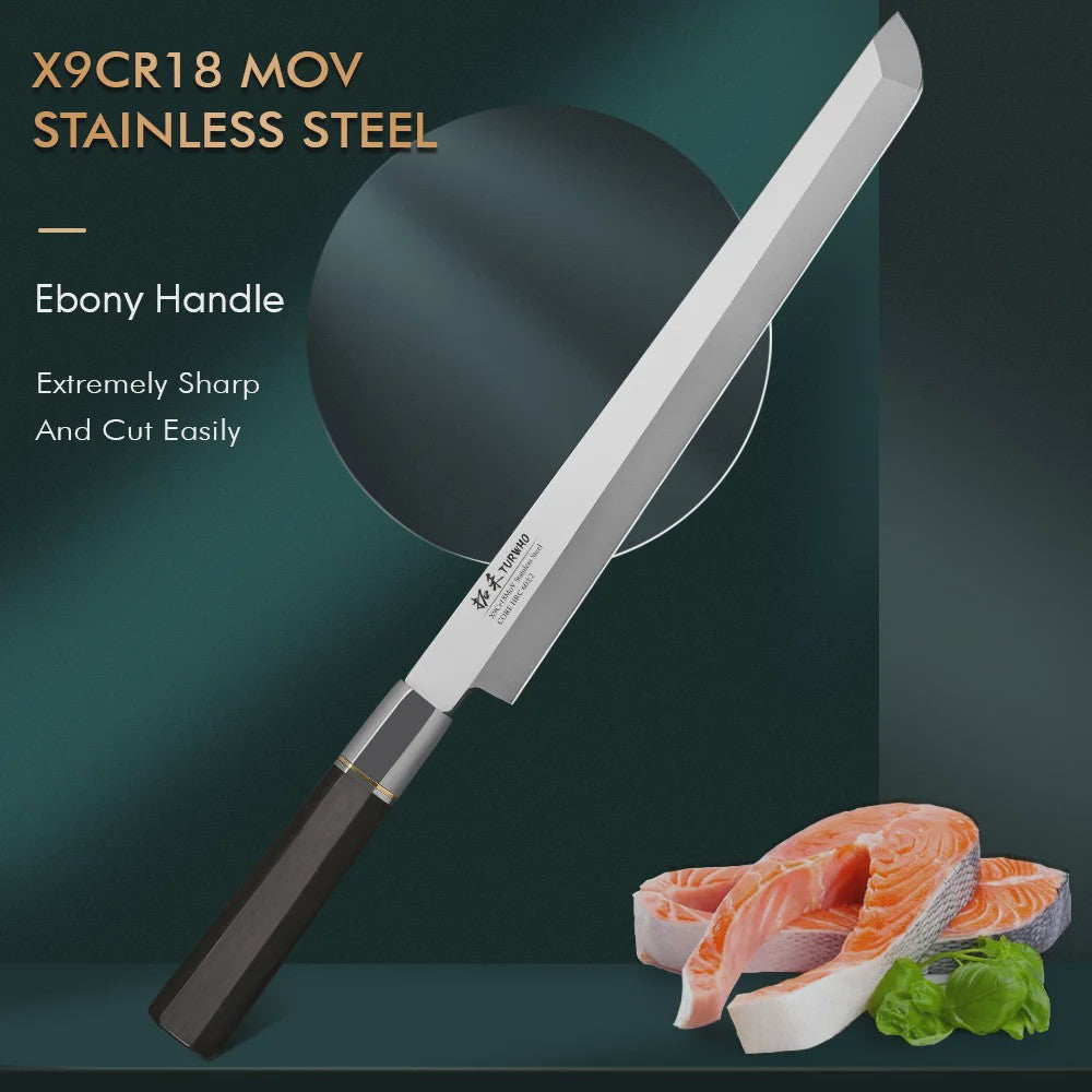Turwho Japans Sashimi Mes 270mm - Professioneel Vis & Vlees Snijmes van X9Cr18Mov Staal