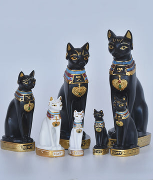 Elegante Egyptische Kattenbeeldjes - Retro Stijl & Sfeervolle Decoratie