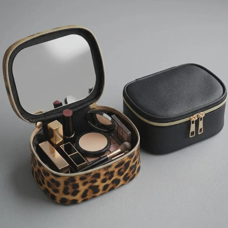 Draagbare Make-up Tas met Spiegel - Waterdicht & Compact