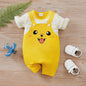 Schattige Gele Baby Romper met Hondjesprint - Korte Mouw Zomer Jumpsuit