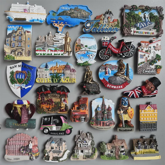 Set Koelkastmagneten: Wereldsteden & Iconische Locaties - Ibiza, Londen, Rome, Thailand & Meer