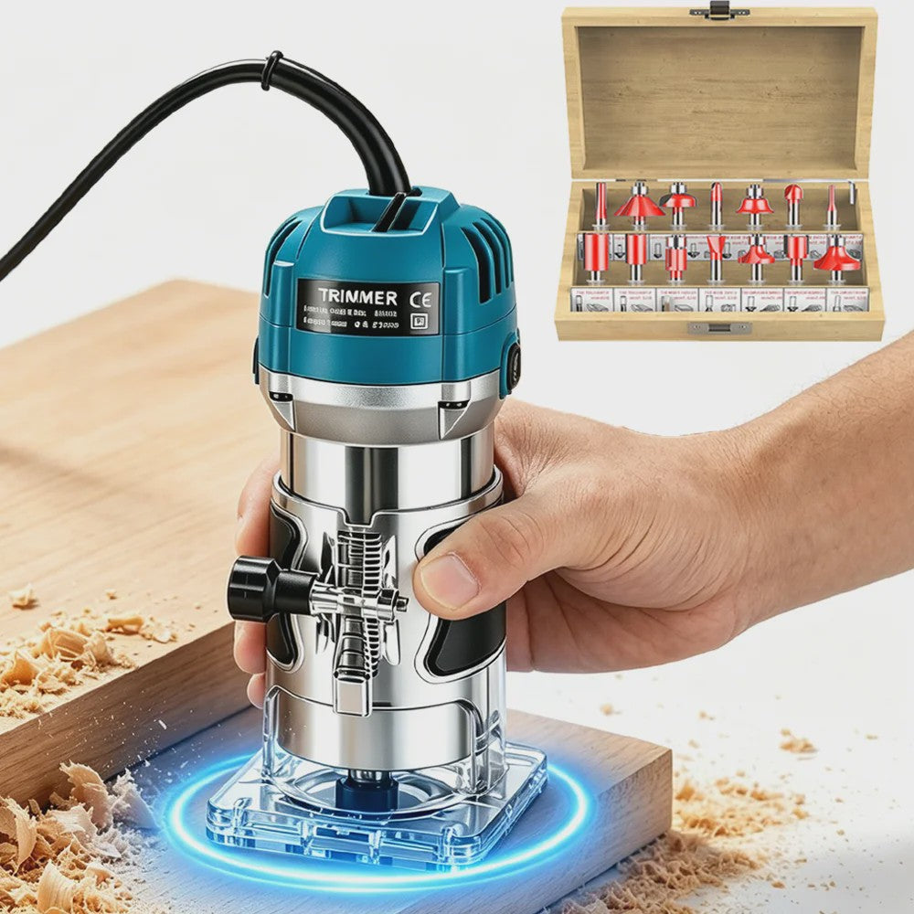 Krachtige Houtfreesmachine 800W - 30000 RPM - Incl. 15 Freesbits & Koffer