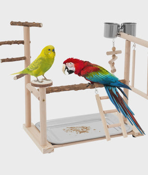 Houten Vogel Speeltoren met Ladder, Schommel en Voerbakjes
