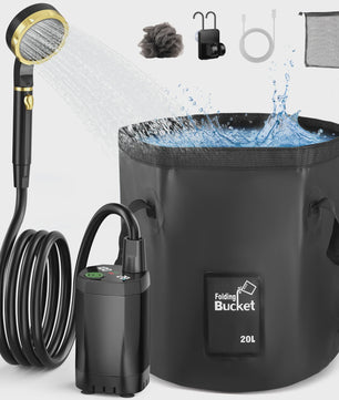 Draagbare Camping Douche met Oplaadbare Pomp & 20L Opvouwbare Zak - Outdoor Kit