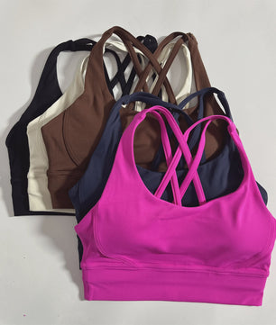 Comfortabele Sports BH met Push-Up Effect en Kruisbanden - Hoge Ondersteuning voor Yoga & Fitness