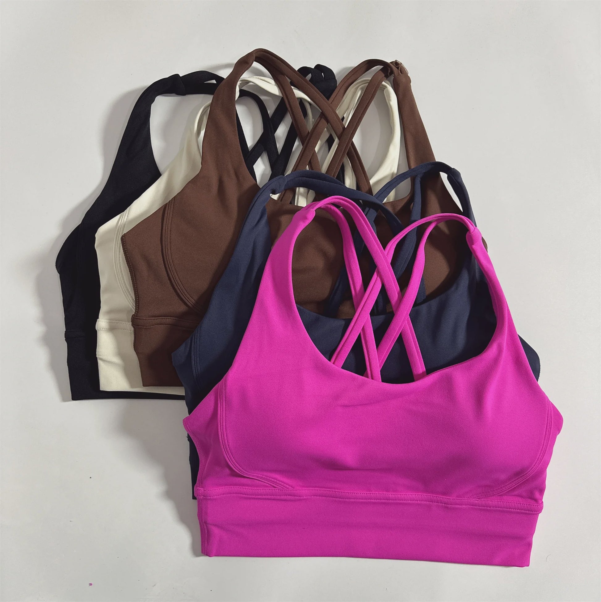 Comfortabele Sports BH met Push-Up Effect en Kruisbanden - Hoge Ondersteuning voor Yoga & Fitness