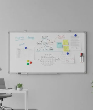 Magnetisch Whiteboard 100x50cm met Aluminium Frame - Modern Design
