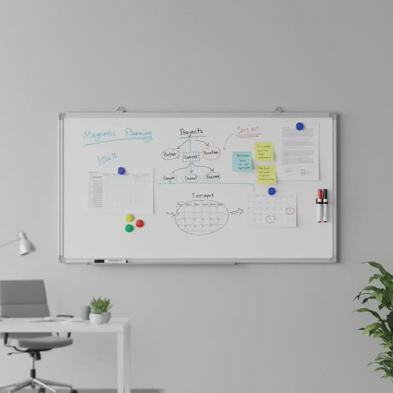Magnetisch Whiteboard 100x50cm met Aluminium Frame - Modern Design
