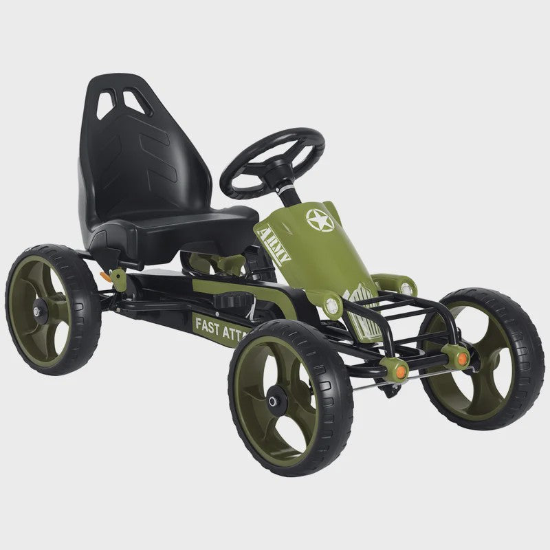 Traptrekker Go Kart Groen - Verstelbare Stoel & Handrem - Leeftijd 3-6 Jaar