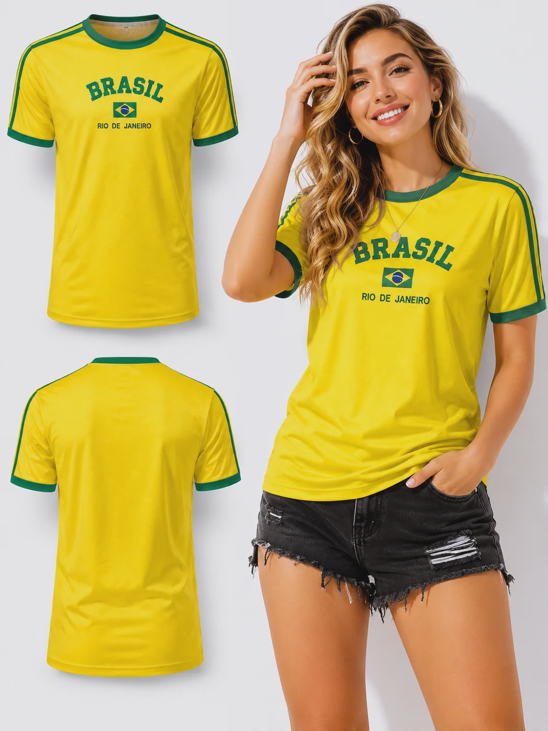 Zomer T-shirt 'Brasil 90s Aesthetic' - Casual Streetwear met Korte Mouwen