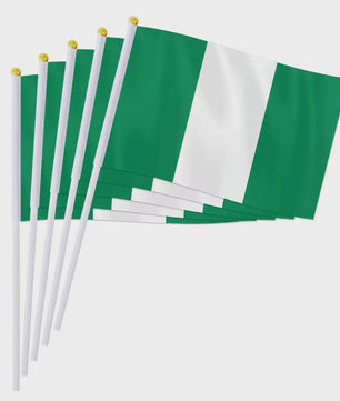 Nigeria Handvlag 14x21cm - Kleine Nigeriaanse Wapperende Vlag met Stokje