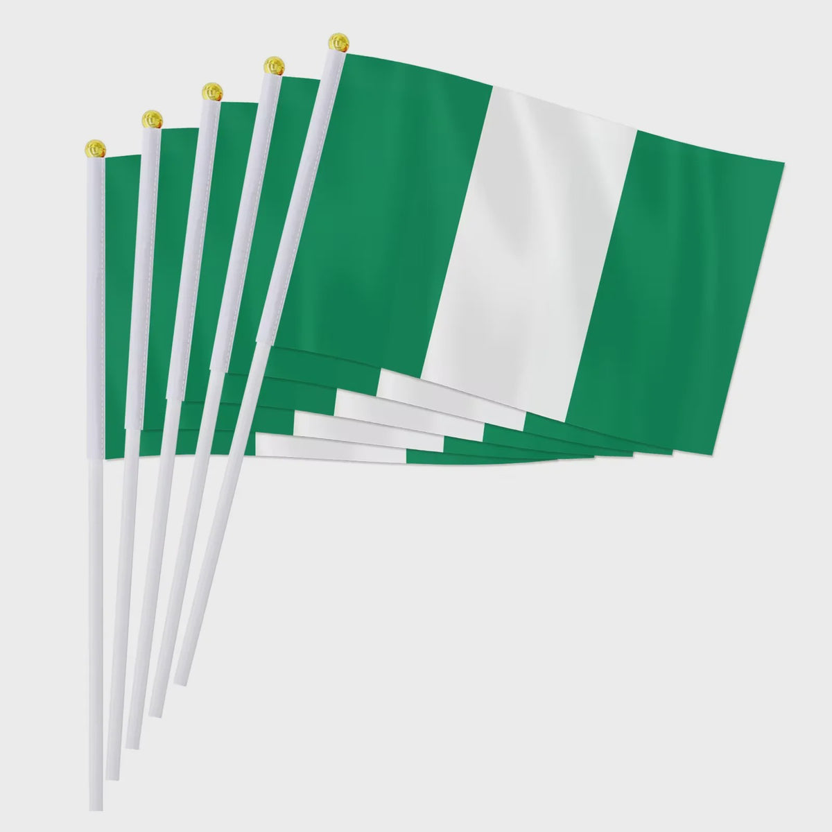 Nigeria Handvlag 14x21cm - Kleine Nigeriaanse Wapperende Vlag met Stokje
