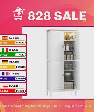 Homcom Hoge Keukenkast met LED Verlichting en Bewegingssensor - 176.5 cm