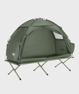 SoBuy 3-in-1 Camping Tent voor 1 Persoon - Groen met Lamp- en Schoenenopslag