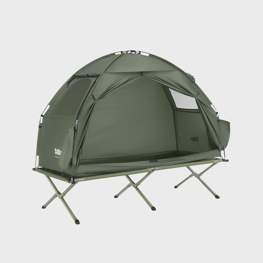 SoBuy 3-in-1 Camping Tent voor 1 Persoon - Groen met Lamp- en Schoenenopslag